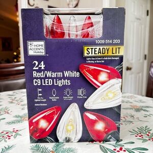 Home Accents Holiday 24 Red Warm White C9 Steady Lit LED Lights Super Bright